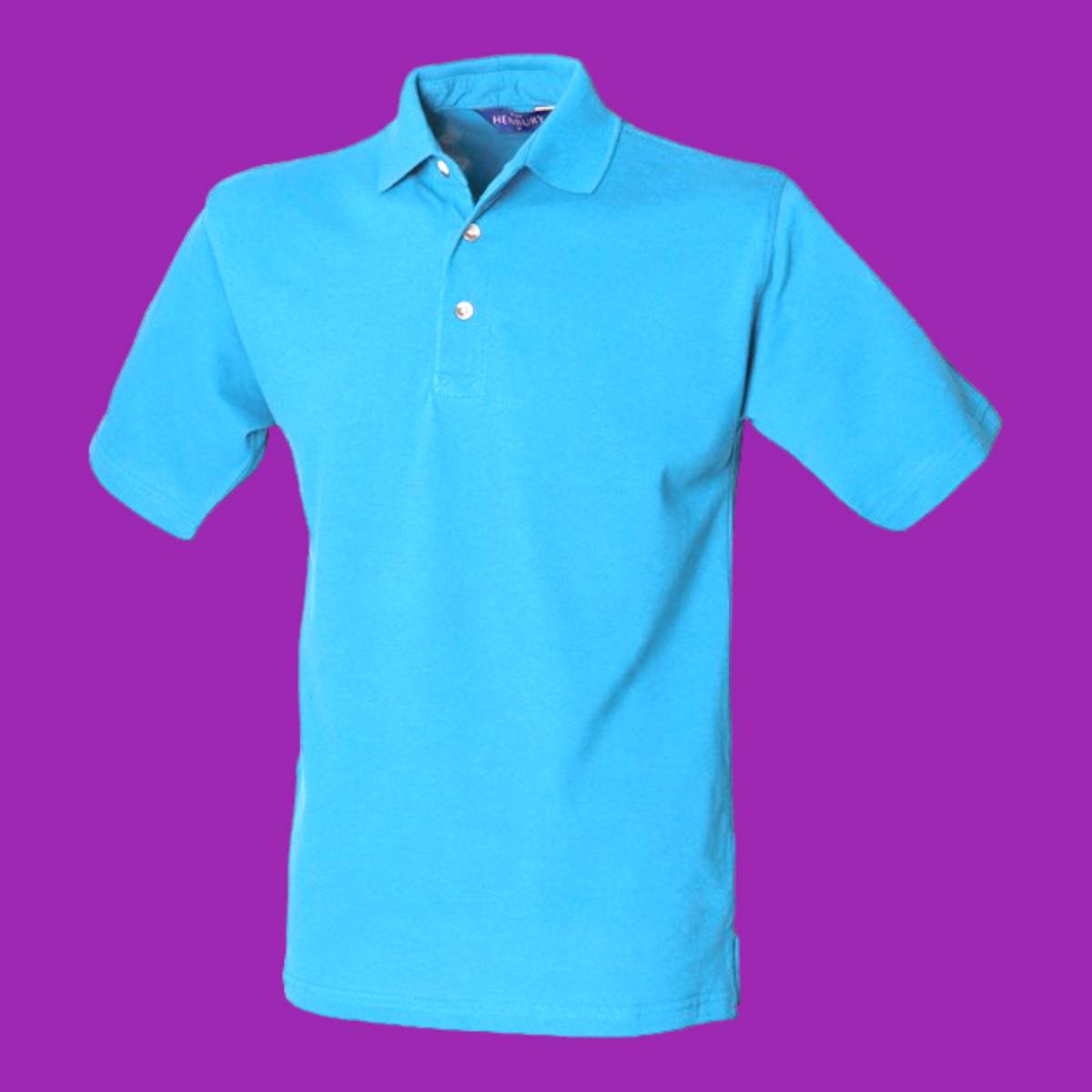 Henbury Classic Cotton Polo Light Blue Large