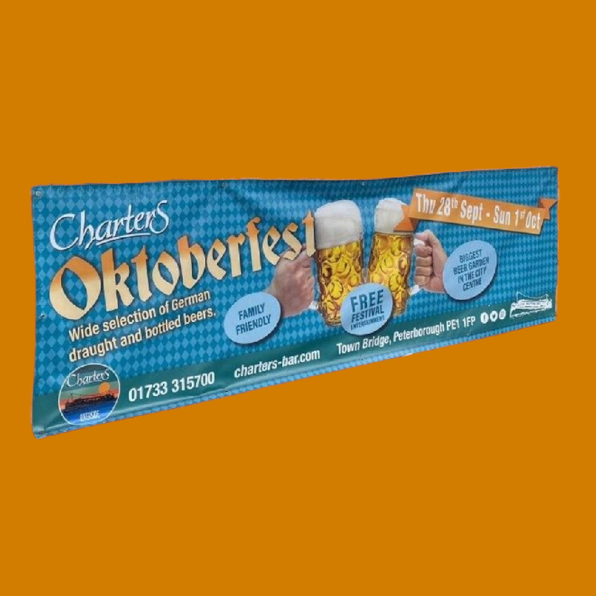 Bold colours and imagery are best for getting your message across on an outdoor banner