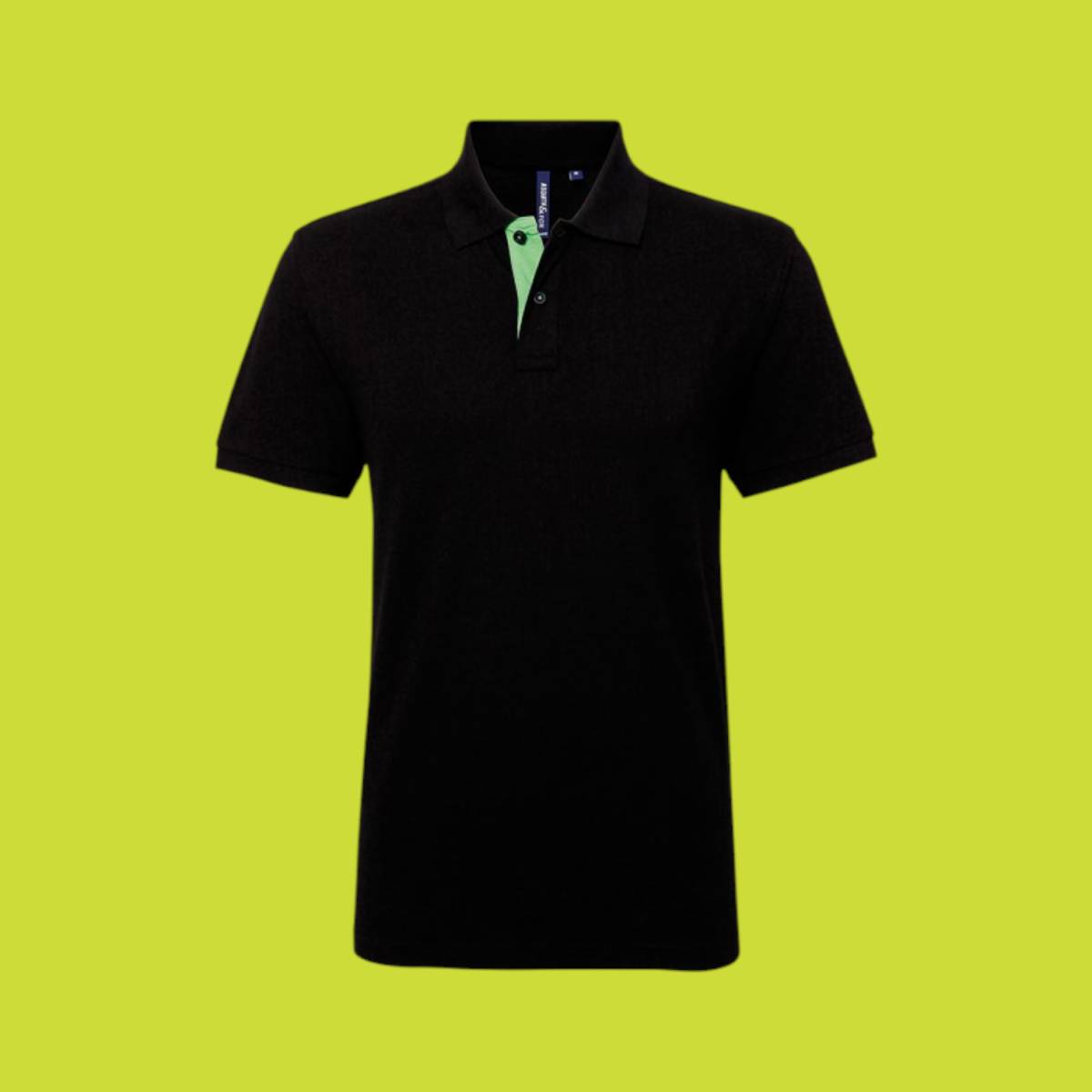Asquith and Fox Mens Classic Fit Contrast Polo - Black Lime