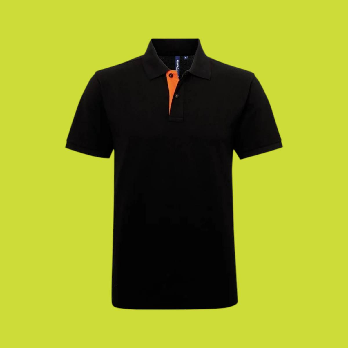 Asquith and Fox Mens Classic Fit Contrast Polo - Black Orange