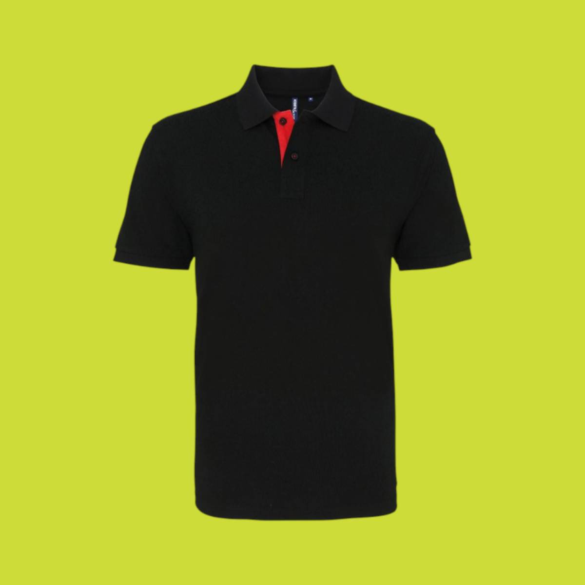 Asquith and Fox Mens Classic Fit Contrast Polo - Black Red
