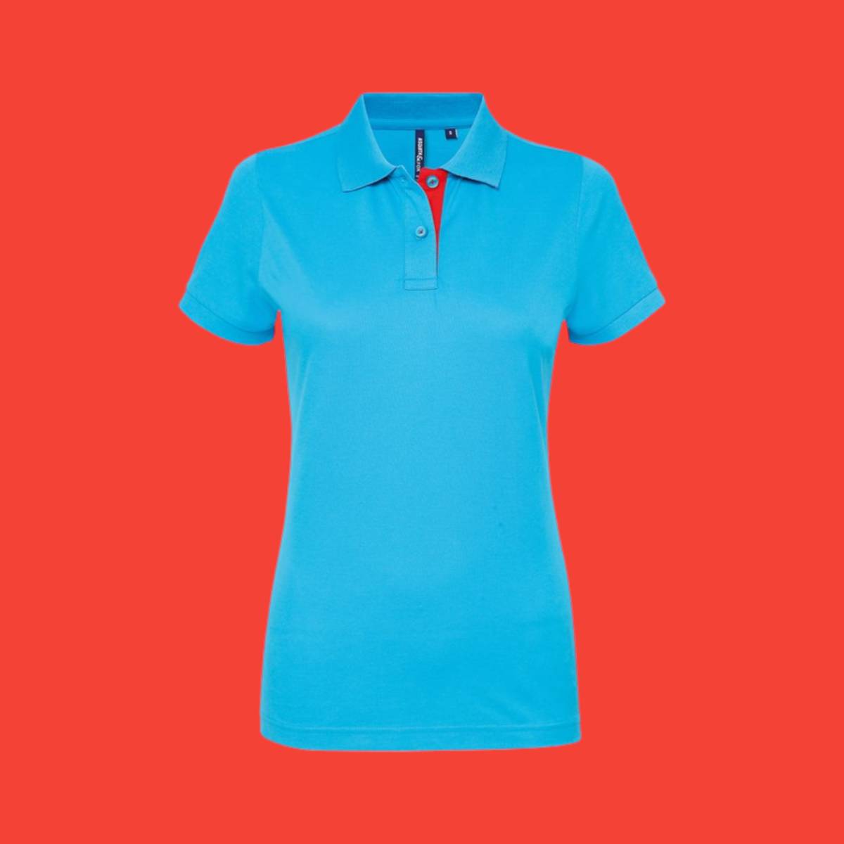 Asquith & Fox Womens Contrast Polo - Turquoise Red