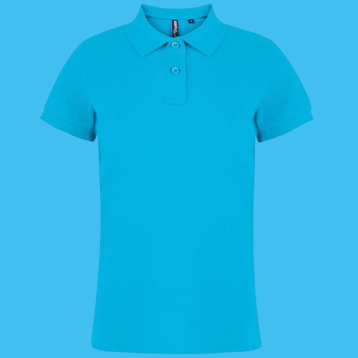 A turquoise polo top