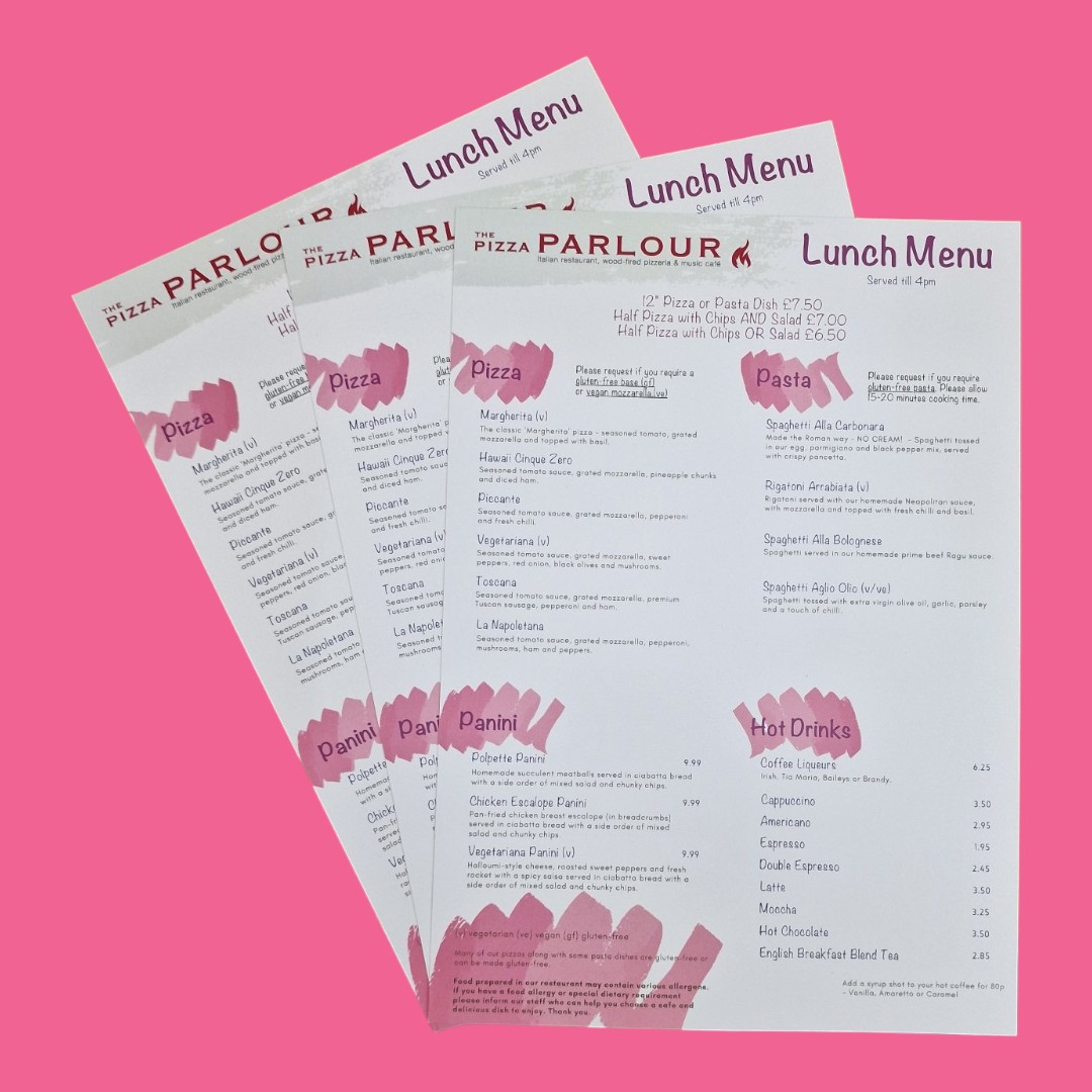 Menus CUT to size
